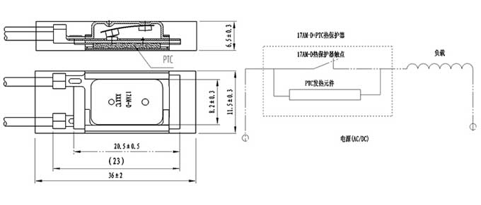 17AM+PTC thermal protector structure