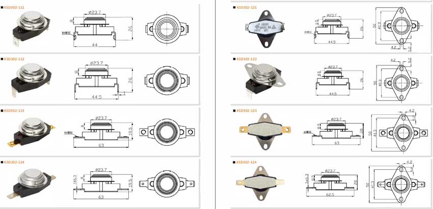  bi-metal snap Disc Thermostats