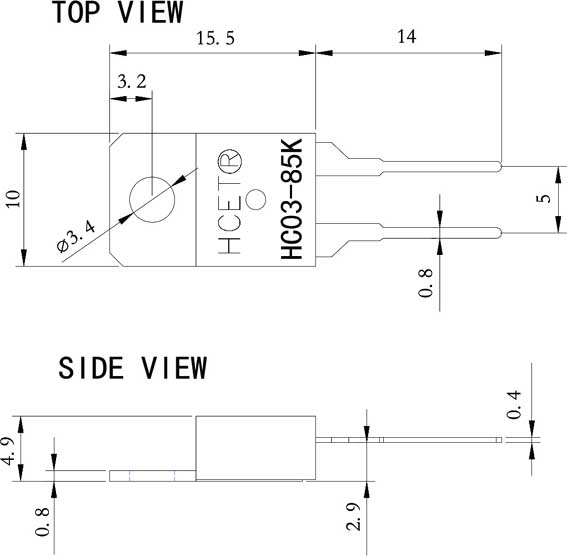 SENSATA / AIRPAX 67F075 temperature switch dimensions