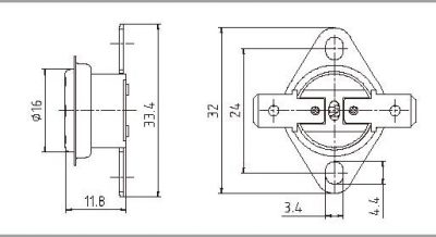 KSD301 Temperature Switches dimension drawing