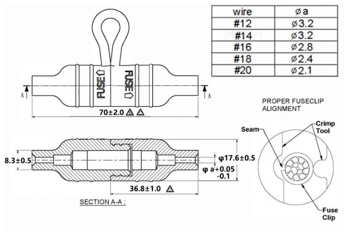 AGC UL Inline Mount Fuse Holder Drawing