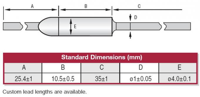 DYE Dongyang temperature fuse Dimension