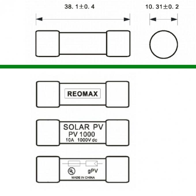 500V 10x38mm Ceramic Fuse Dimension & Kết cấu