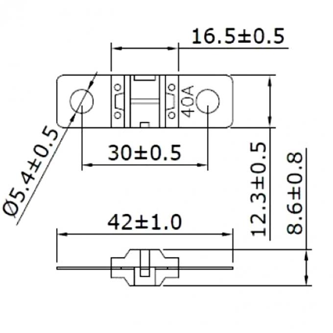 Drawing of ANS MIDI Bolt-down Fuse