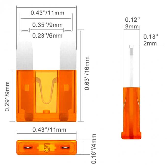 Drawing of APM ATM Mini Blade Fuse