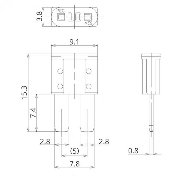 Drawing of Micro2 Blade Fuse