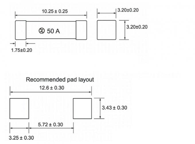 Drawing of the 1032 Surface Mount Fuse