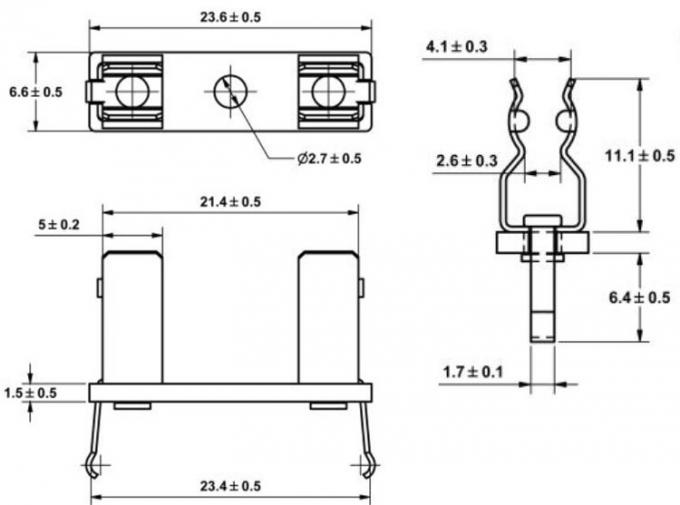 Drawing of the 249A 5x20 fuse holder