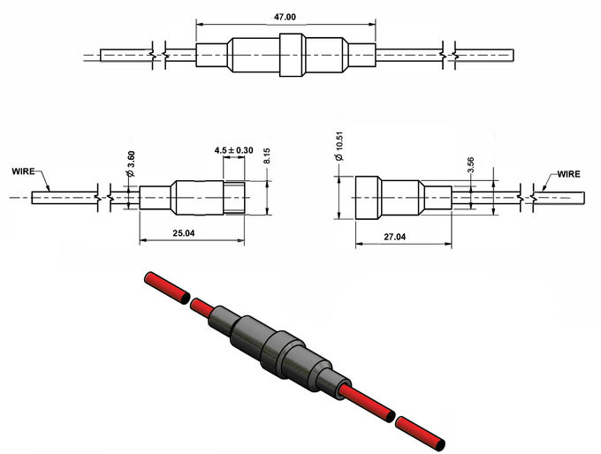 Drawing of the R3-32 5x20 fuse holder inline mount