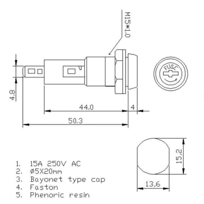 Drawing of H3-44B fuse holder