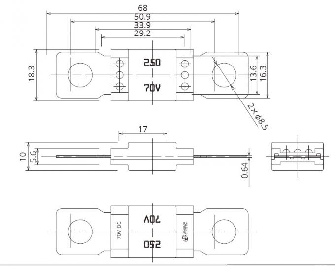 MEGA Series 298 Bolt-Down Fuse Dimension (mm)