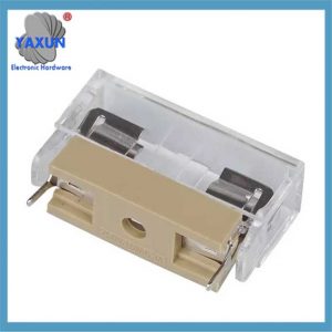 UL VDE Yellow 5x20 Fuse Holder Block PCB Mount PTF-15 5-20mm Fuse Base with Transparent Cover