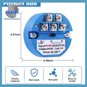 Input thermal resistor Pt100, Cu50, Cu100 temperature transmitter dimensions