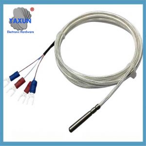 Stainless Steel Temperature Sensor thermocouple Double Teams PT100 Thermal Resistance Temperature Cable Probe PT1000 Four Wire Temperature Sensor 4 Wire Cable(Pt1000 B 1m)